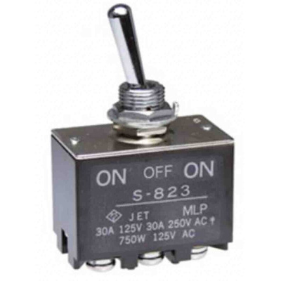 NKK Switches Toggle Switch, Panel Mount, On-Off-On, DPDT, Screw Terminal, 30 V dc, 125V ac