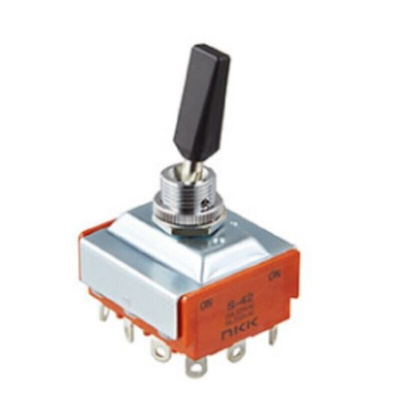 NKK Switches Toggle Switch, Panel Mount, On-On, 4PDT, Solder Lug Terminal, 30 V dc, 125V ac