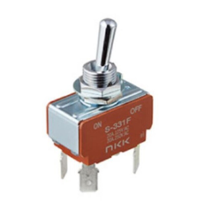 NKK Switches Toggle Switch, Panel Mount, On-Off, DPST, Quick Connect Terminal, 30 V dc, 125V ac