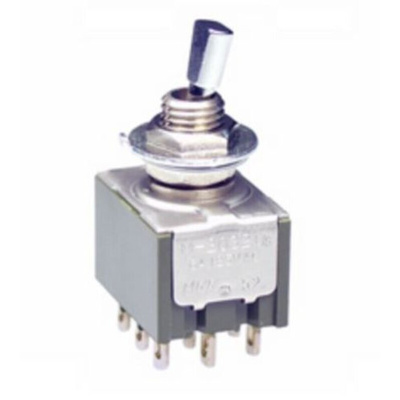 NKK Switches Toggle Switch, Panel Mount, On-On, 3PDT, Solder Lug Terminal, 30 V dc, 125V ac