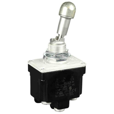 Honeywell Toggle Switch, Bushing Mount, DPDT, Screw Terminal, 125V ac