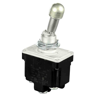Honeywell Toggle Switch, Bushing Mount, DPDT, Screw Terminal, 125V ac