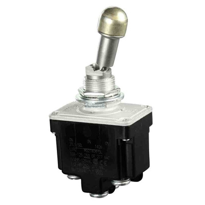 Honeywell Toggle Switch, Bushing Mount, DPDT, Screw Terminal, 125V ac