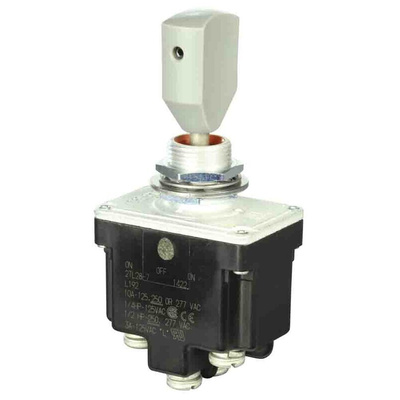 Honeywell Toggle Switch, Bushing Mount, On-Off-On, DPDT, Screw Terminal, 125V ac