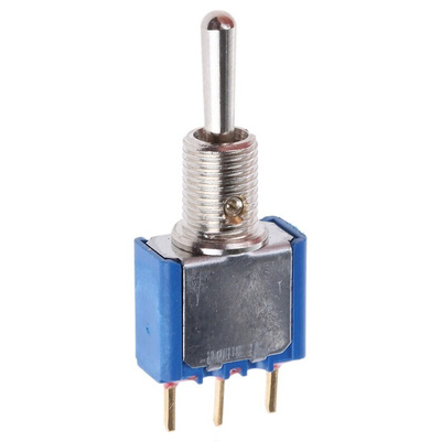 APEM Toggle Switch, PCB Mount, On-Off-(On), SPST, PC Terminal Terminal, 20V ac/dc