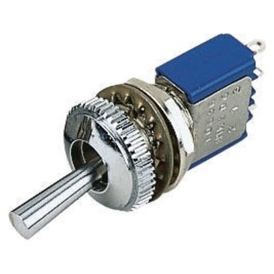 APEM Toggle Switch, Panel Mount, On-Off-(On), SPDT, Solder Terminal, 24V dc