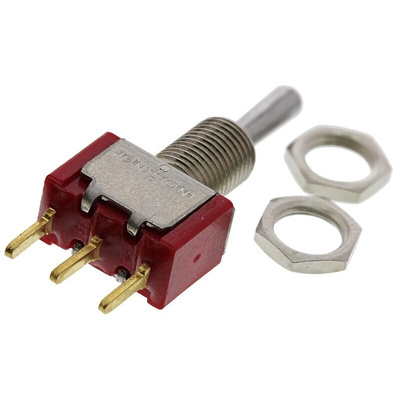 TE Connectivity Toggle Switch, PCB Mount, (On)-Off-(On), SPDT, Through Hole Terminal, 20V