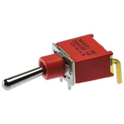 TE Connectivity Toggle Switch, PCB Mount, On-On, SPDT, Through Hole Terminal