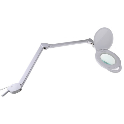 RS PRO LED Magnifying Lamp with Table Clamp Mount, 3 dpt, 5 dpt, 125mm Lens Dia., 125mm Lens