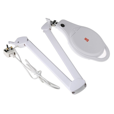 RS PRO LED Magnifying Lamp with Table Clamp Mount, 3 dpt, 5 dpt, 125mm Lens Dia., 125mm Lens
