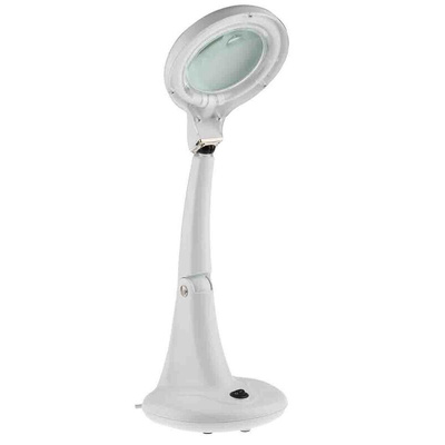 RS PRO Magnifying Lamp with Integral Base, 3 dpt, 12 dpt, 100mm Lens Dia., 100mm Lens