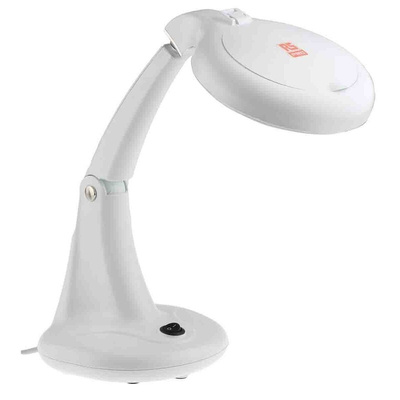 RS PRO Magnifying Lamp with Integral Base, 3 dpt, 12 dpt, 100mm Lens Dia., 100mm Lens