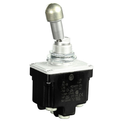 Honeywell Toggle Switch, Panel Mount, On-On, DPDT, Screw Terminal