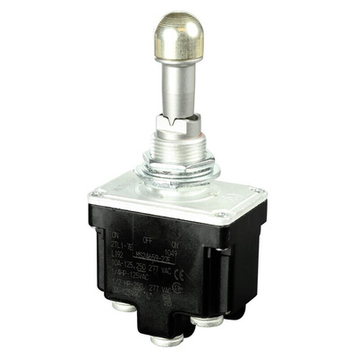 Honeywell Toggle Switch, Panel Mount, (On)-Off-(On), DPDT, Screw Terminal