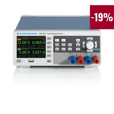 Rohde & Schwarz NGE100B Series Bench Power Supply Bundle, 0 → 32V, 3A, 3-Output, 33.6W