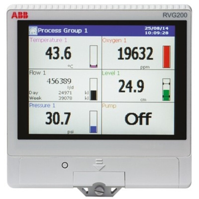 ABB RVG200, 12 Input Channels, 1 Output Channels, Paperless Chart Recorder Measures Current, Millivolt, Resistance,