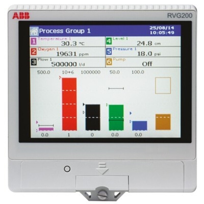 ABB RVG200, 6 Input Channels, 1 Output Channels, Paperless Chart Recorder Measures Current, Millivolt, Resistance,