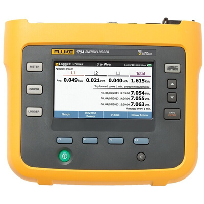 Fluke 1734/INTL Three Phase Power Energy Monitor & Logger, Bluetooth, USB A, USB Mini, Wi-Fi