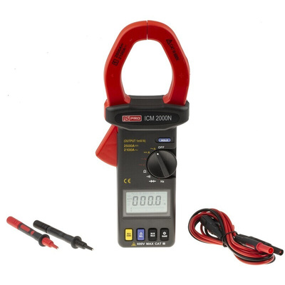 RS PRO ICM2000N Clamp Meter, 2500A dc, Max Current 2100A ac CAT III 600 V