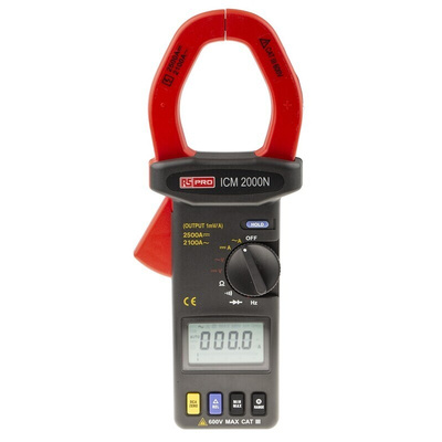 RS PRO ICM2000N Clamp Meter, 2500A dc, Max Current 2100A ac CAT III 600 V