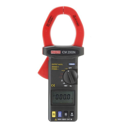 RS PRO ICM2000N Clamp Meter, 2500A dc, Max Current 2100A ac CAT III 600 V With UKAS Calibration