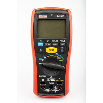 RS PRO IIT1500 Insulation Tester, 50V Min, 1000V Max, 20GΩ Max, CAT IV