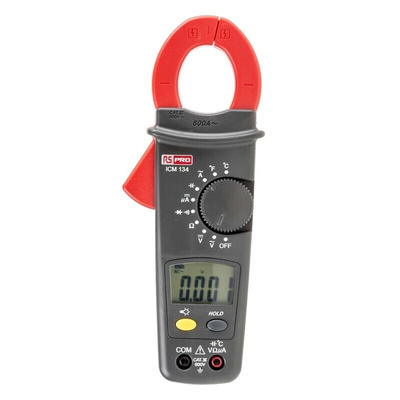 RS PRO ICM134 Clamp Meter, 4mA dc, Max Current 600A ac CAT II 1000 V, CAT III 600 V