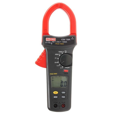 RS PRO ICM139R Clamp Meter, 1000A dc, Max Current 1000A ac CAT III 1000 V, CAT IV 600 V With RS Calibration