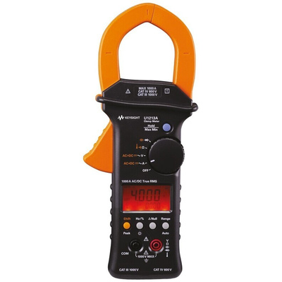Keysight Technologies U1213A Clamp Meter Bluetooth, 1000A dc, Max Current 1000A ac CAT III 1000V With RS Calibration