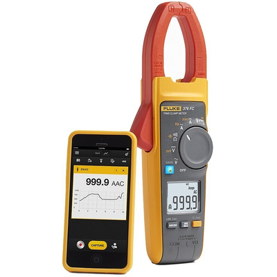 Fluke 376 FC Clamp Meter Bluetooth, 999.9A dc, Max Current 2.5 (Probe) kA ac CAT III 1000 V, CAT IV 600 V