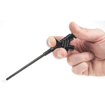 Hirschmann Test & Measurement 5A Black Grabber Clip, 60V dc Rating - 3.5mm Tip Size, 4mm Probe Socket Size