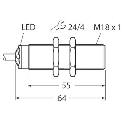 Turck Ultrasonic Barrel-Style Proximity Sensor, M18 x 1, 50 → 500 mm Detection, PNP Output, 30 V dc, IP67