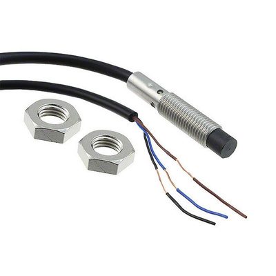 Omron Inductive Barrel-Style Inductive Proximity Sensor, M8 x 1, 4 mm Detection, PNP Output, 10 → 30 V dc, IP67