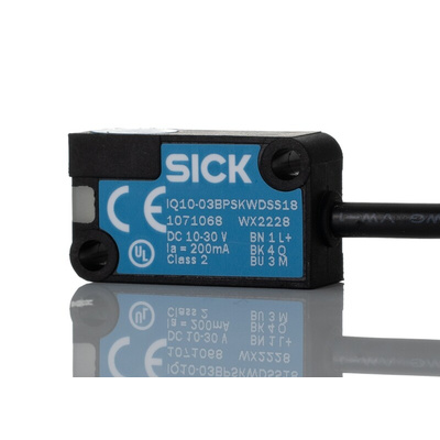 Sick IQB Series Inductive Rectangular-Style Inductive Proximity Sensor, M30 x 1.5, 2.43 mm Detection, PNP Output, 10