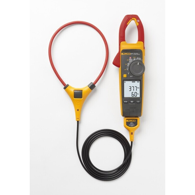 Fluke 377 FC Clamp Meter, 999.9A dc, Max Current 2500A ac CAT III 1000V With RS Calibration