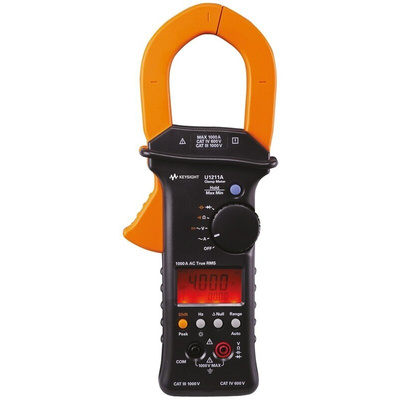 Keysight Technologies U1211A Clamp Meter, Max Current 1000A ac CAT III 1000 V, CAT IV 600 V With RS Calibration