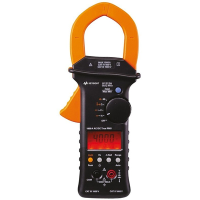 Keysight Technologies U1212A Clamp Meter Bluetooth, 1000A dc, Max Current 1000A ac CAT III 1000V With RS Calibration