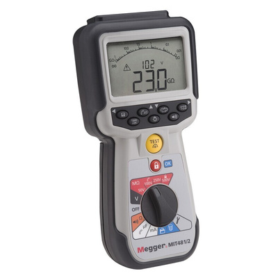 Megger MIT481 Insulation Tester, 50V Min, 500V Max, 200GΩ Max, CAT IV - UKAS Calibration