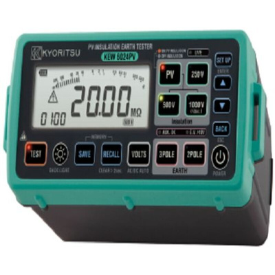 Kyoritsu K6024PV Insulation Resistance Tester, 250V Min, 1000V Max, 2000MΩ Max, CAT IV