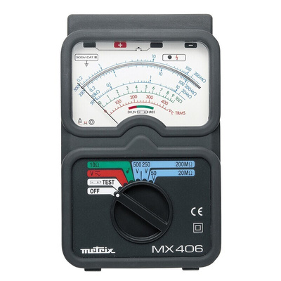Metrix MX 406B Insulation & Continuity Tester, 50V Min, 500V Max, 200MΩ Max, CAT III 300V