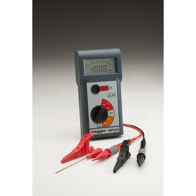 Megger MIT220 Insulation & Continuity Tester, 250V dc Min, 500V dc Max, 999MΩ Max, CAT III 300V - RS Calibration