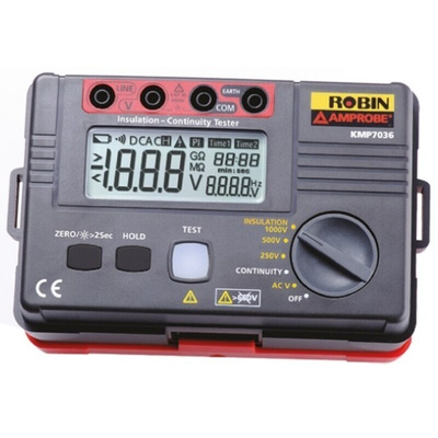 Robin-Amprobe KMP7036 Insulation Tester, 250V Min, 1000V Max, 1.99GΩ Max, CAT III 600V - RS Calibration