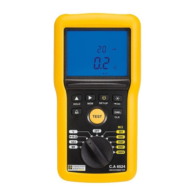 Chauvin Arnoux CA 6524 Insulation & Continuity Tester, 50V Min, 1000V Max, 200GΩ Max, CAT IV - UKAS Calibration
