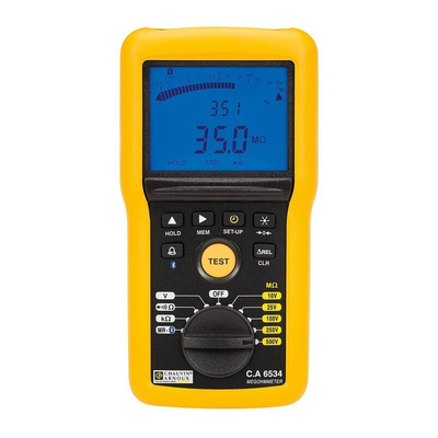 Chauvin Arnoux CA 6534 Insulation & Continuity Tester, 10V Min, 500V Max, 50GΩ Max, CAT IV - UKAS Calibration