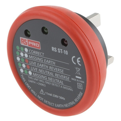 RS PRO, Model RS ST10 Socket Tester 11mA 230V ac