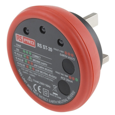 RS PRO, Model RS ST20 Socket Tester 30mA 230V ac