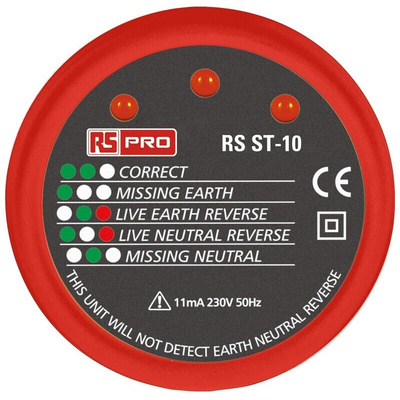 RS PRO, Model RS ST10 Socket Tester 11mA 230V ac RS Calibration