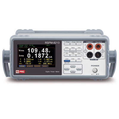 RS PRO Power Meter, > 6kW max, 20 A ac, 200mA ac max, 20 A dc, 200mA dc max, 300V dc max