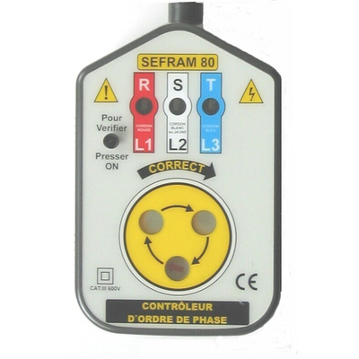 Sefram SEFRAM80 Phase Rotation Tester, CAT III 600V, 60Hz Max, 600V ac Max