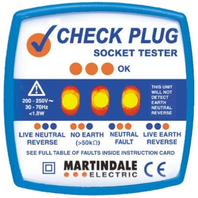 Martindale, Model CP-501 Socket Tester 13A 200 → 250V ac CAT II 300 V RS Calibration